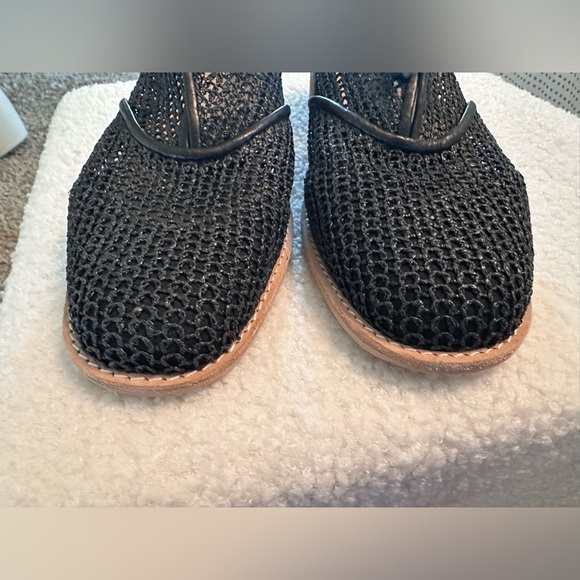 All Black Mesh Black Oxfords Leather Anthropologie Flats UK 41 or 10.5 - Picture 10 of 12